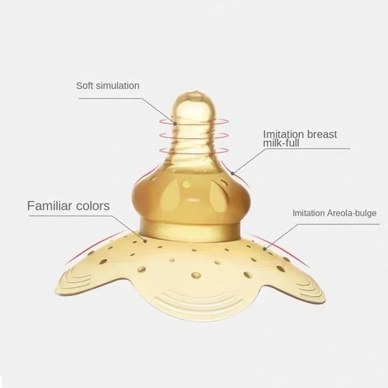 Close-up of a soft silicone nipple protector, clear & hygienic, for nursing comfort & breastfeeding support.