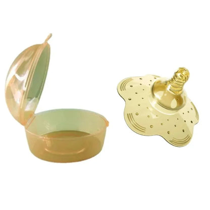 Two silicone nipple protectors in a hygienic case, essential for lactation & comfortable baby feeding.