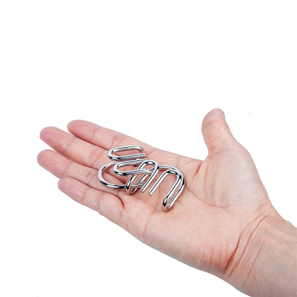 Set of challenging metal brain teaser puzzle rings, ideal educational toy & fidget item