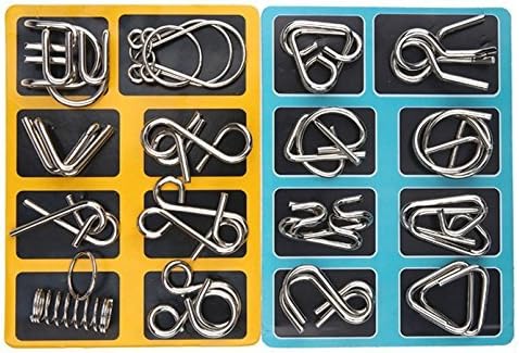 Collection of intricate metal interlocking rings, a captivating fidget toy & educational gift