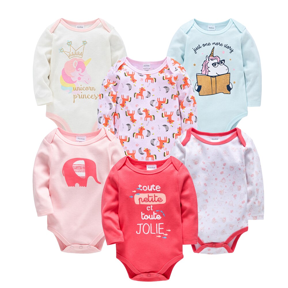 Assortment of six long sleeve baby boy cartoon print bodysuits, ideal for daily wear or gifting