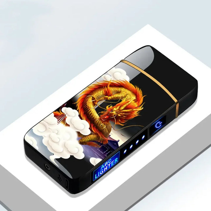 Elegant metal plasma arc lighter, eco-friendly & USB rechargeable. Windproof electric.