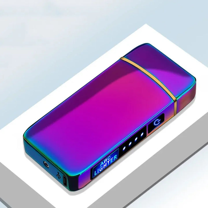 Futuristic plasma arc lighter, sleek design. USB rechargeable & windproof electric.