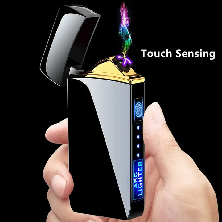 Durable electric plasma lighter, USB rechargeable for outdoor use. Windproof torch.