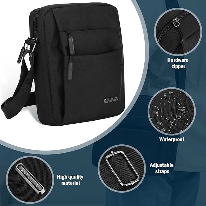 Stylish men's shoulder bag with adjustable strap, anti-theft design, and waterproof material for casual wear.