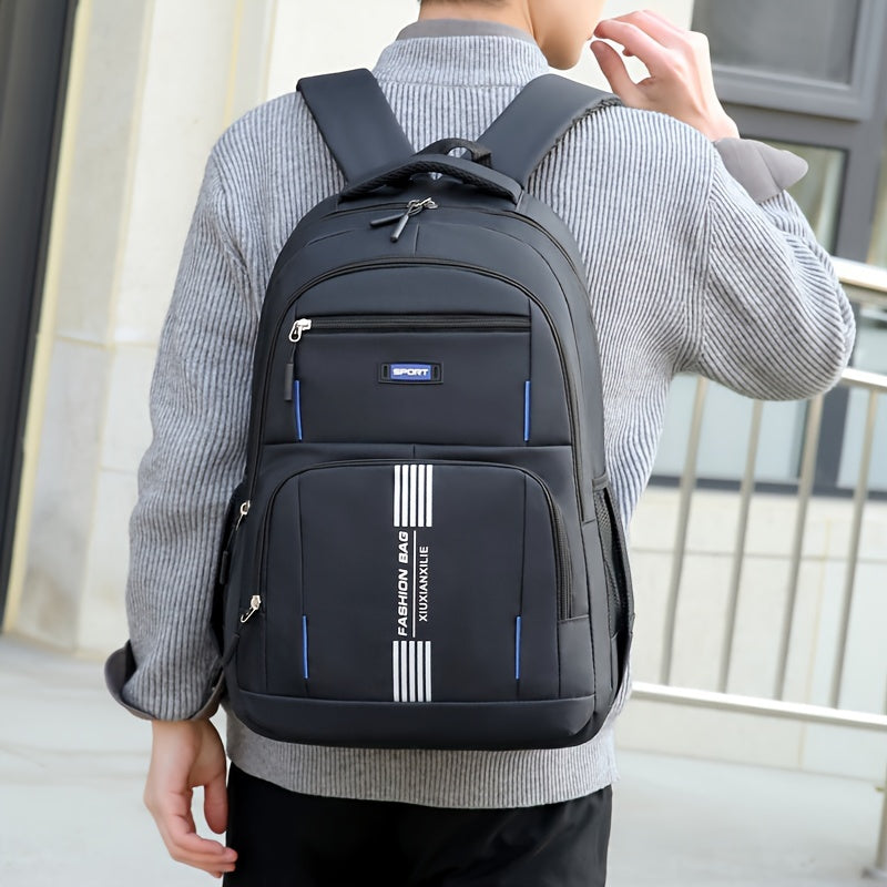 Sleek men's large capacity travel backpack, ideal for everyday adventure & commuting.