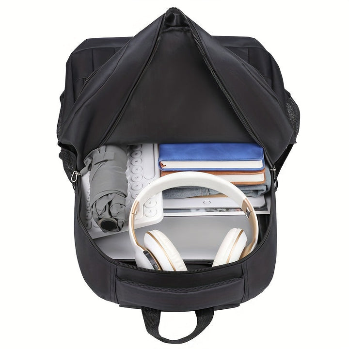 Spacious men's travel backpack, showcasing its large main compartment for essentials.
