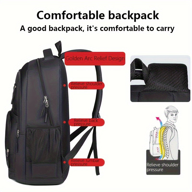 Comfortable men's everyday backpack with padded straps & back panel for long journeys.