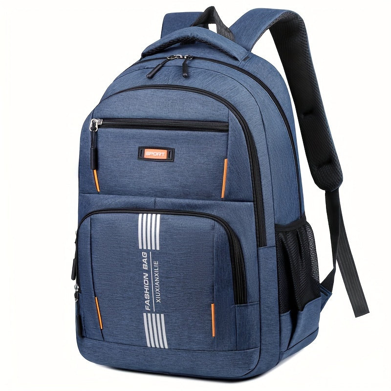 Men's essential travel backpack, demonstrating its organized pockets & sleek design.