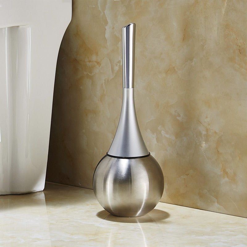 Designer silver toilet brush, a sleek and effective bathroom cleaner for superior hygiene.
