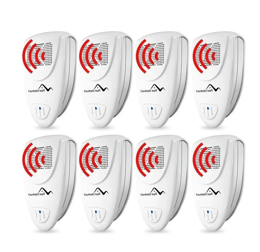 Sleek white ultrasonic bed bug & pest repeller device. Chemical-free indoor pest control for homes & safe for pets.