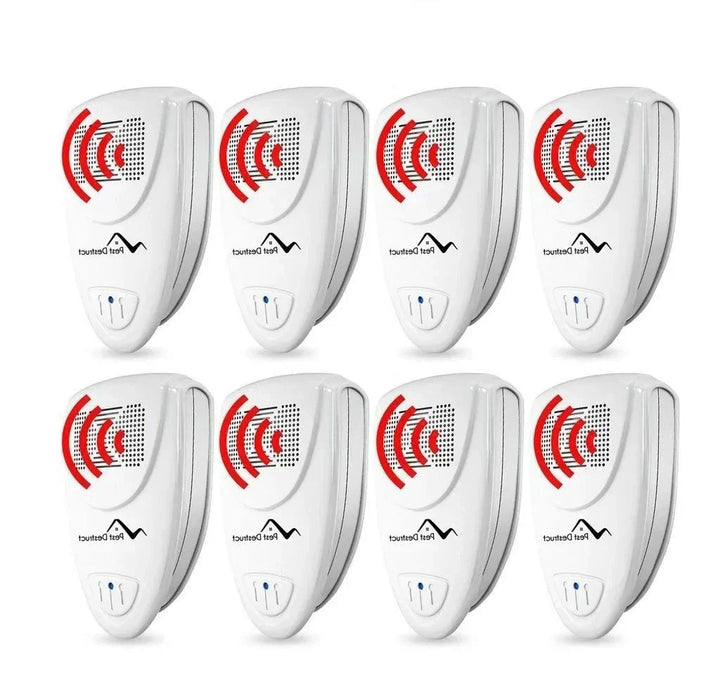 Sleek white ultrasonic bed bug & pest repeller device. Chemical-free indoor pest control for homes & safe for pets.