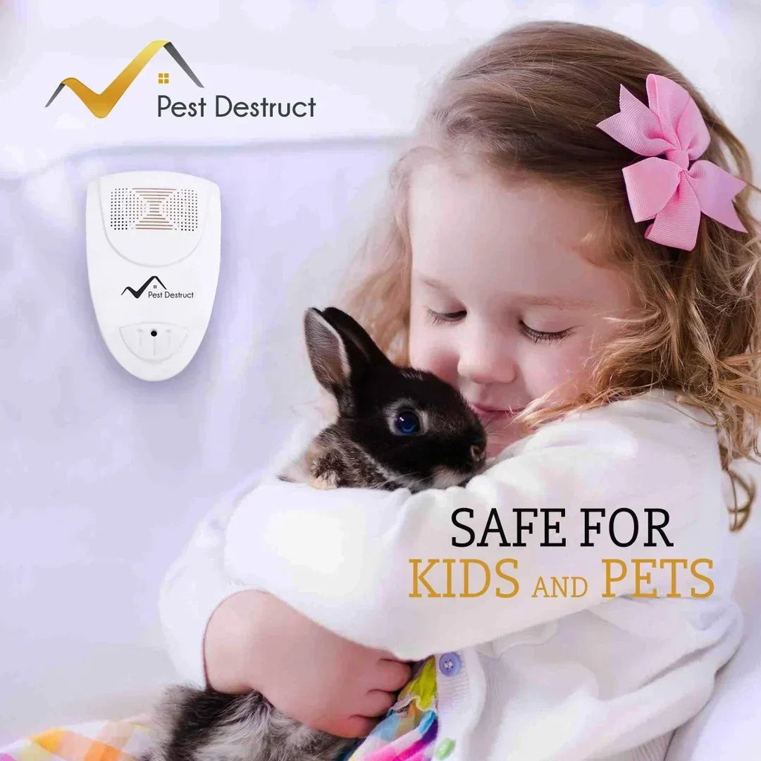 Compact ultrasonic pest deterrent for bed bugs, chemical-free & safe for pets, offering silent indoor pest control.