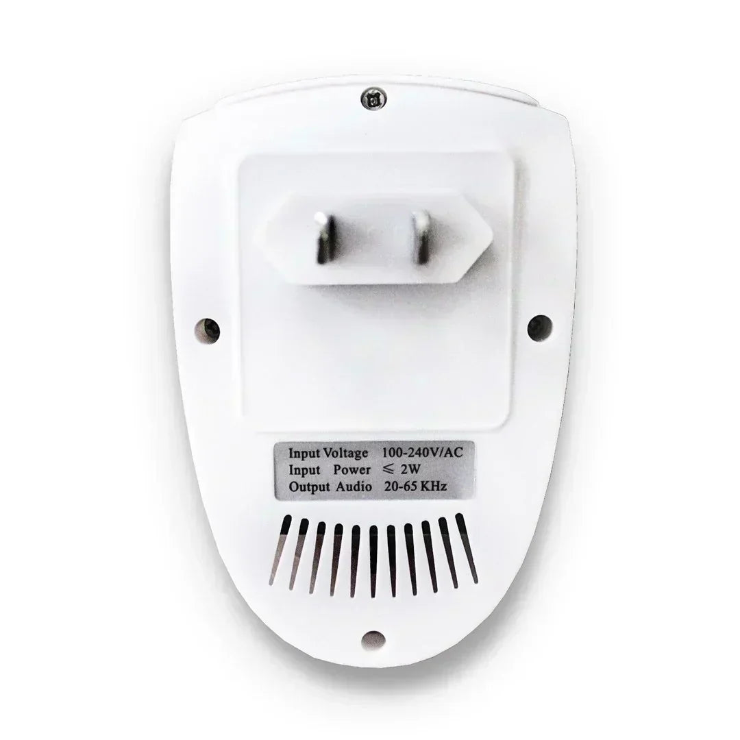 Modern white ultrasonic bed bug & pest repeller for discreet indoor pest control. Silent, safe, and chemical-free.