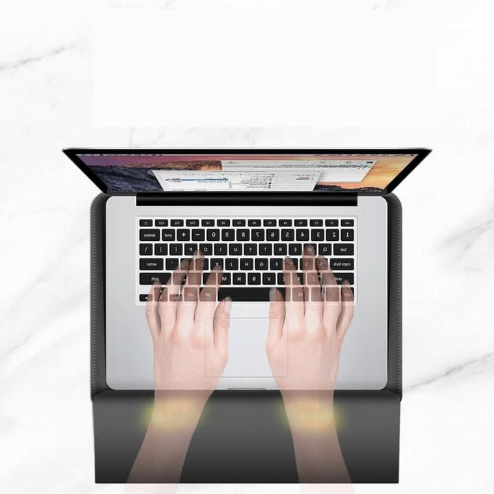 Durable laptop sleeve with integrated stand, offering shockproof, waterproof & device protection.