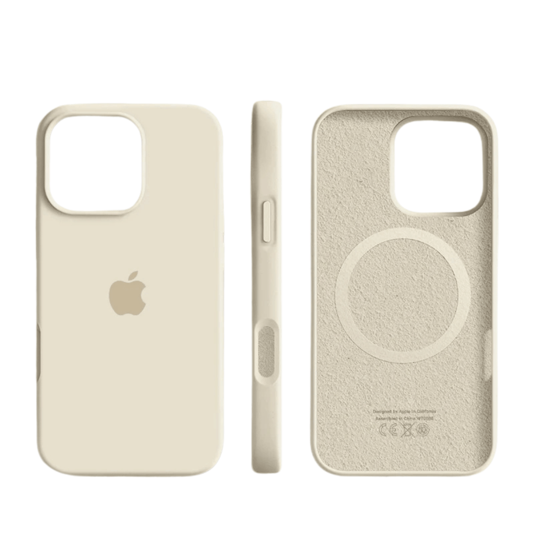 Slim MagSafe magnetic silicone case for iPhone, unisex phone cover with strong magnetic grip & wireless charging.