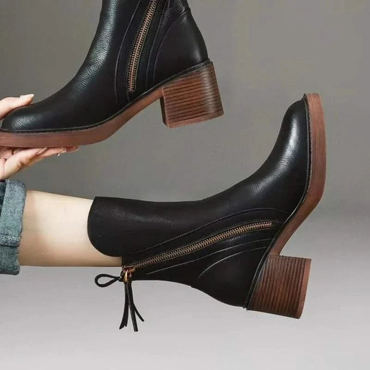 Chic Sloane women's brown high-heel ankle boots. Elevate your fall/winter wardrobe with these dress boots.