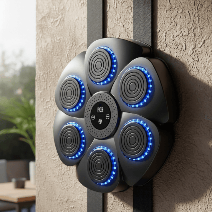 Smart Boxing Machine with Bluetooth music & dynamic RGB lighting for interactive home gym workouts.