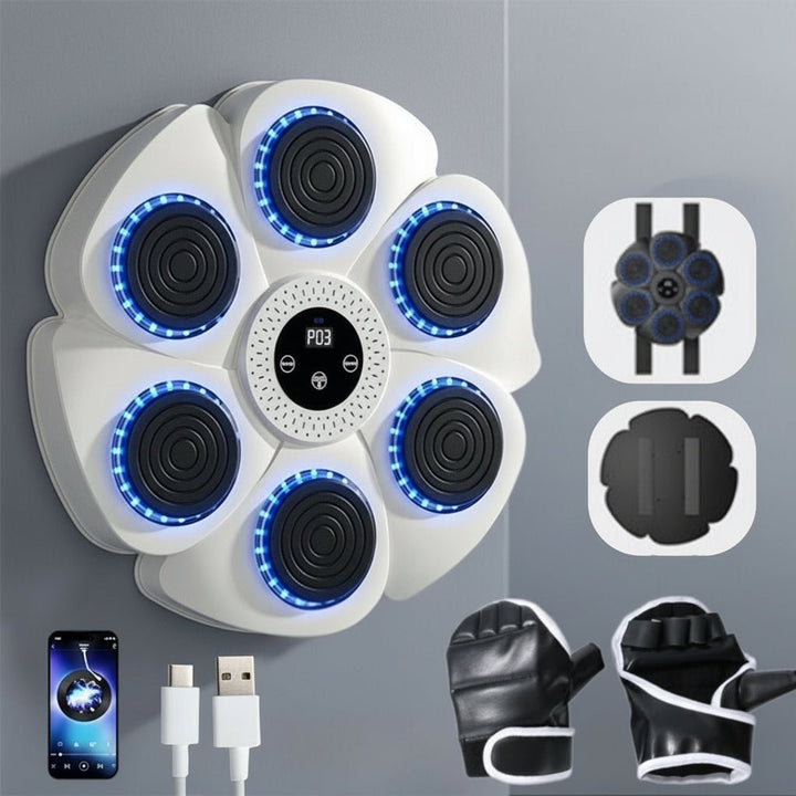 Next-gen interactive smart boxing machine, ultimate workout gear with Bluetooth music & dynamic RGB lights.