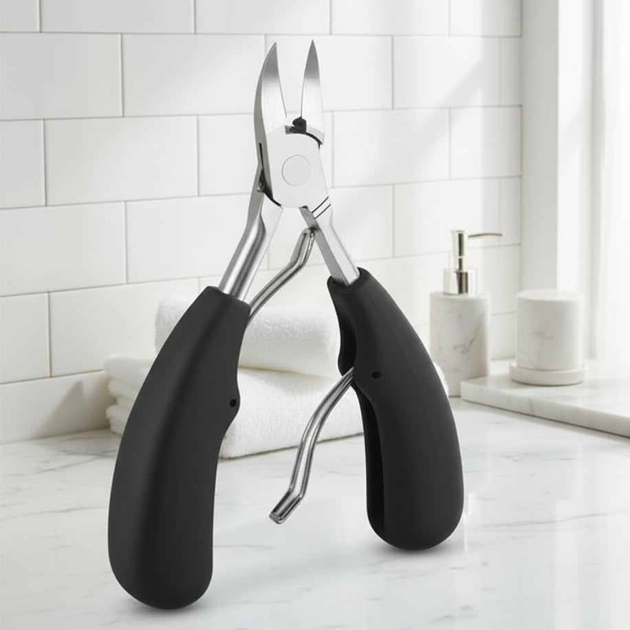 SNIPFORCE PRO ergonomic toenail clippers for comfortable, precise trimming of thick nails. Ideal for foot care & personal hygiene.
