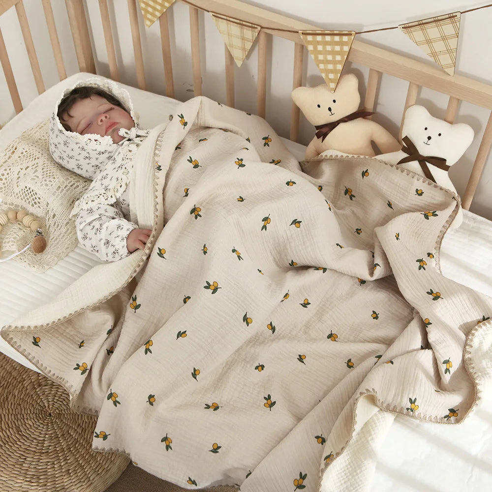 Soft 4-layer cotton swaddle blanket for baby, perfect newborn essential for comfort and warmth