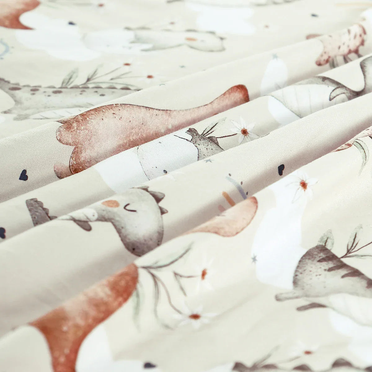 Fitted crib sheet for baby with cute cartoon characters, comfortable and gentle on skin.