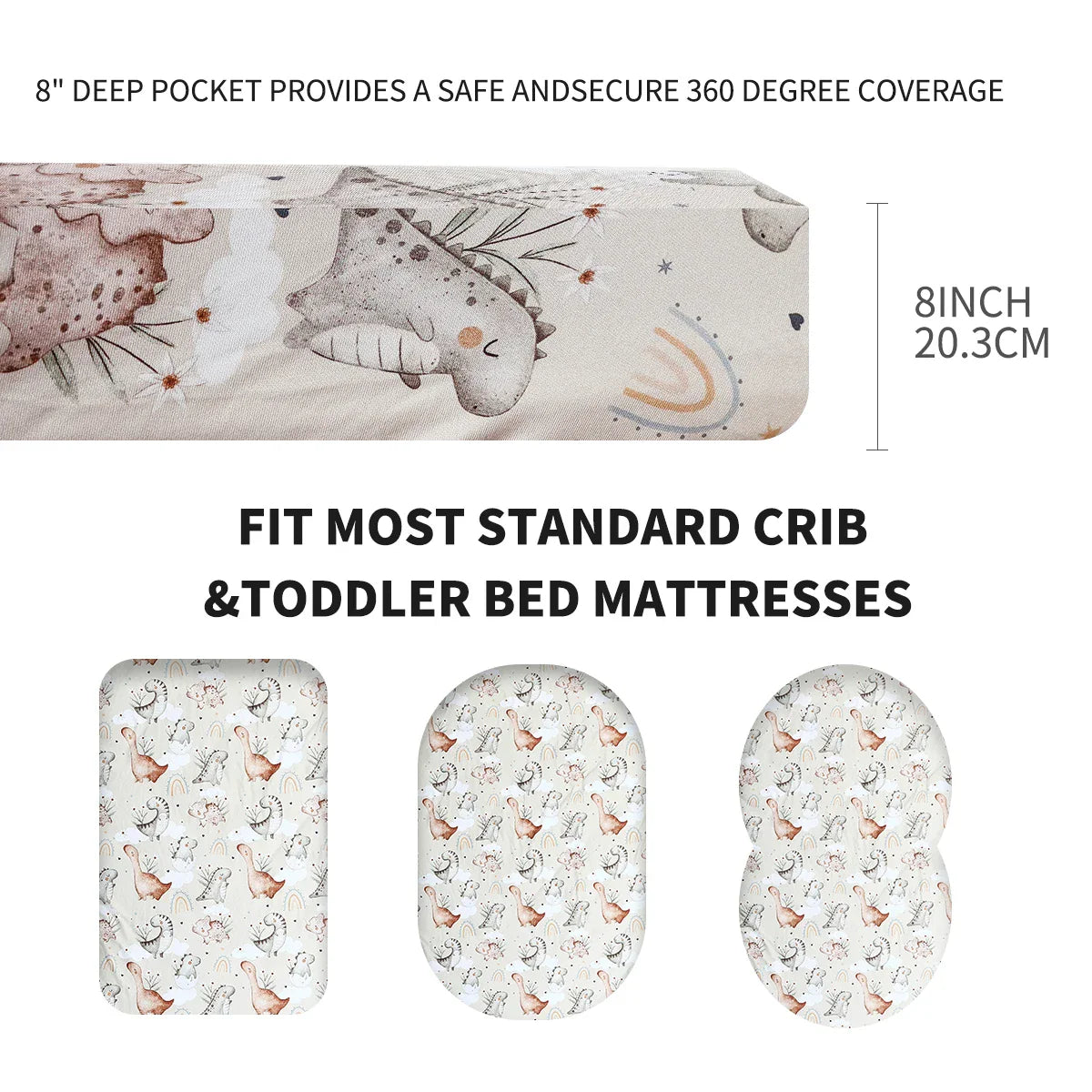 Nursery decor: soft crib sheet with charming cartoon print, essential baby bedding.