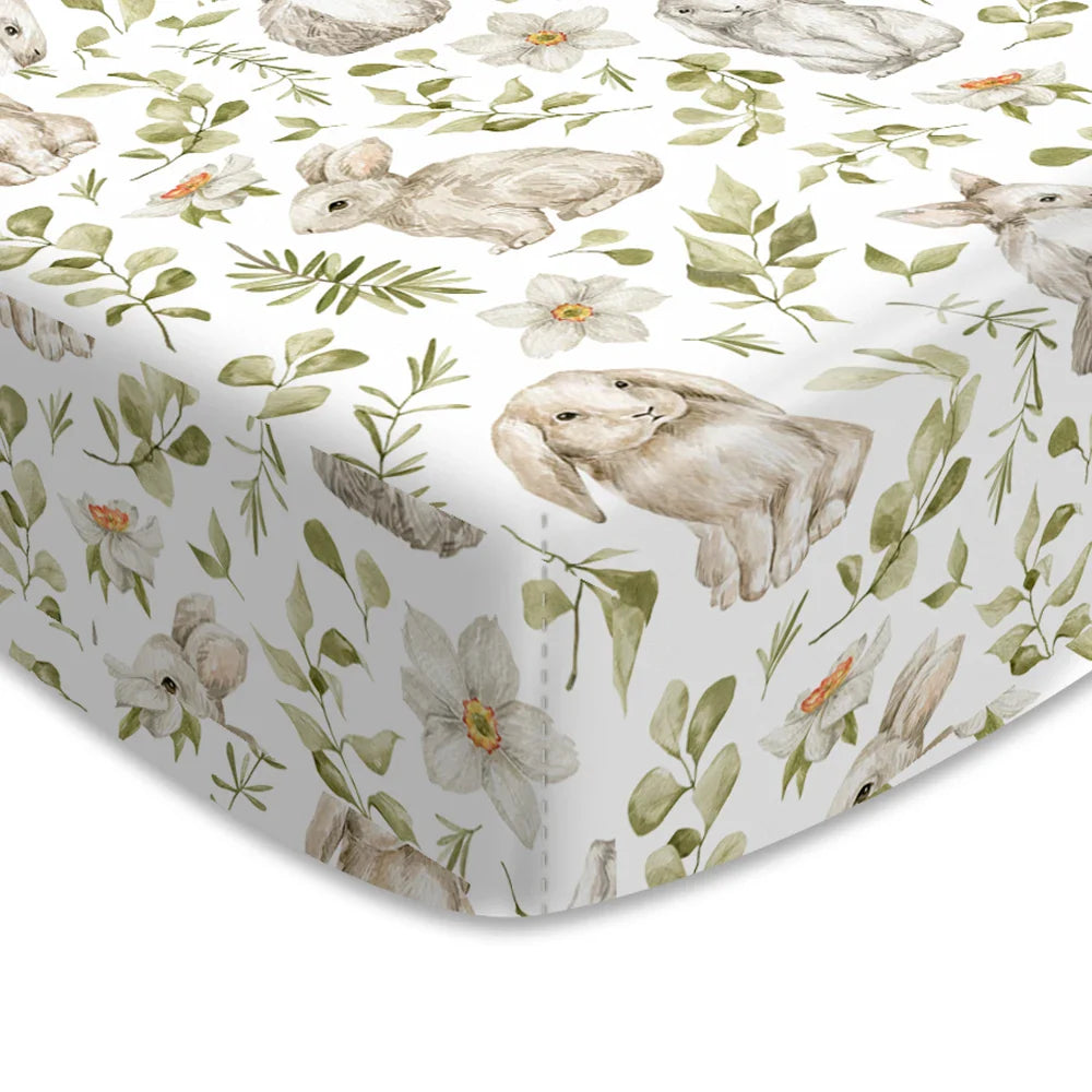 Baby bedding: cartoon print crib sheet, soft and durable for ultimate comfort.