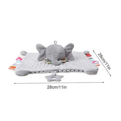White lamb baby security blanket with easy-grip teether for soothing gums