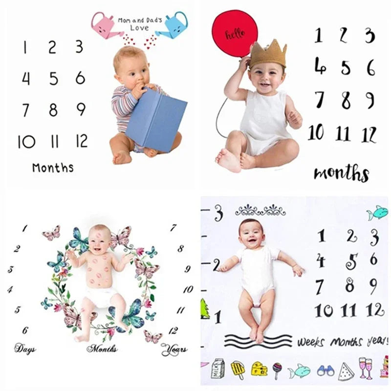 Newborn photography mat, white with black numbering, perfect baby milestone tracking photo prop.