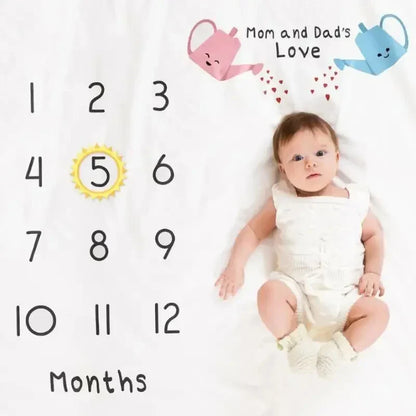 Versatile baby milestone blanket, used as photography prop and soft nursery blanket for infants.