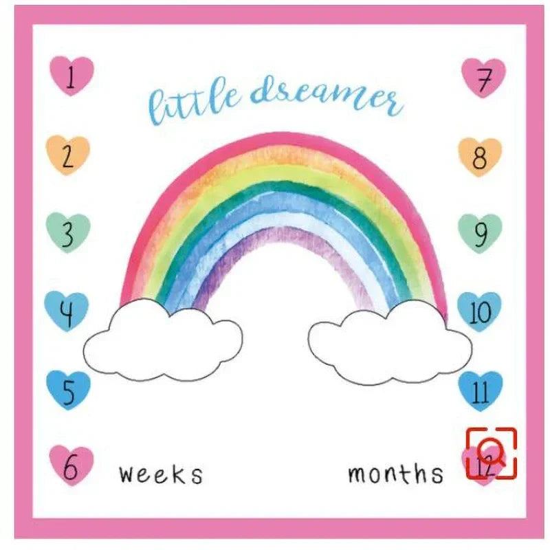 Baby milestone tracking blanket, plush and comfortable for newborn photography sessions and daily use.