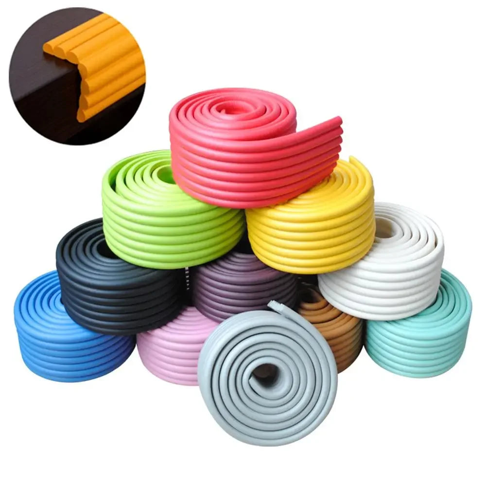 Soft baby safety foam edge protector strip for furniture, child proofing homes.
