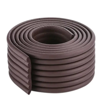 Flexible foam edge protector strip, easily conforms to furniture shapes for safety.