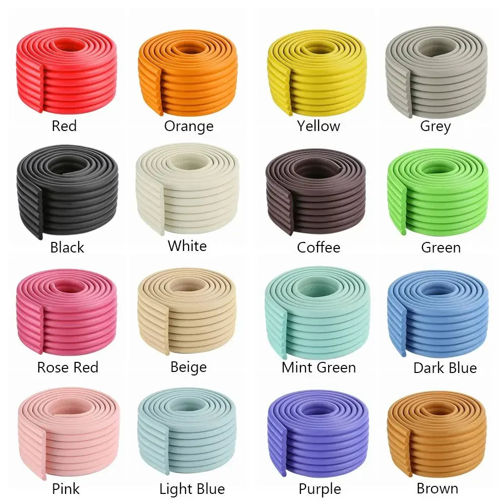 Close-up of flexible foam edge protector, essential for baby safety at home.