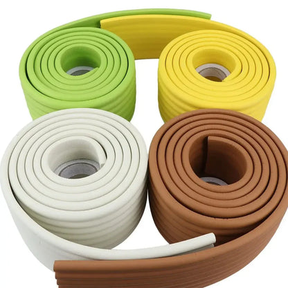 Child proofing foam strip on a table edge, protecting babies from injury.