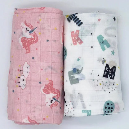 Close-up of the 'Soft Breathable Bamboo Cotton Muslin Swaddle Blanket' product tag