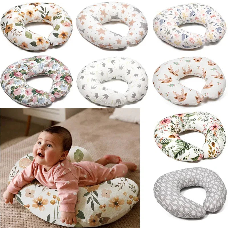 Soft breathable stretch nursing pillow cover in solid white for comfortable baby feeding