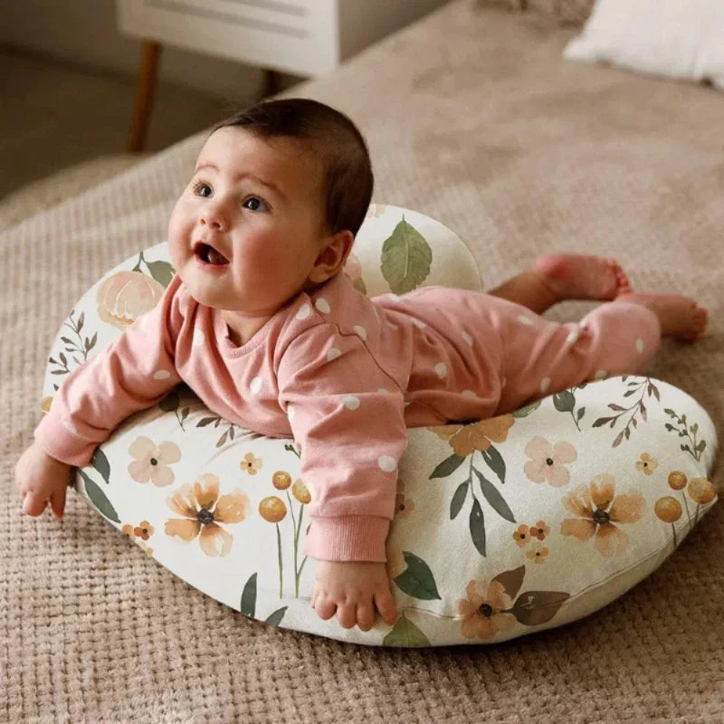Grey melange breathable stretch nursing pillow cover, ideal maternity accessory for new moms