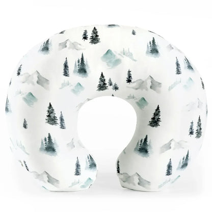 Three different colors of breathable stretch nursing pillow covers stacked, display options