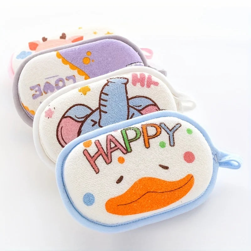 Soft cartoon animal baby bath sponge for gentle newborn and toddler skin, ideal for kids bath time