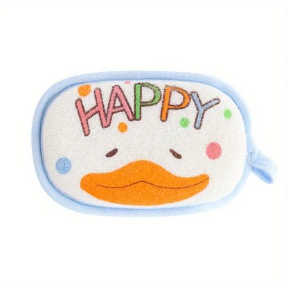 Delicate baby bath sponge featuring a cartoon animal, designed for gentle and effective cleaning