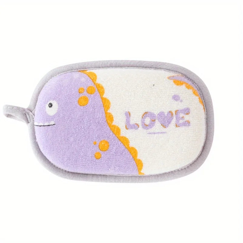 Soft cartoon animal bath sponge, a fun and safe bath accessory for baby and toddler skin care