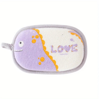 Soft cartoon animal bath sponge, a fun and safe bath accessory for baby and toddler skin care