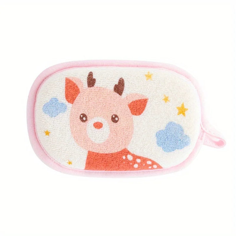 Kids bath sponge, animal cartoon design, providing a gentle and soothing scrub for young children