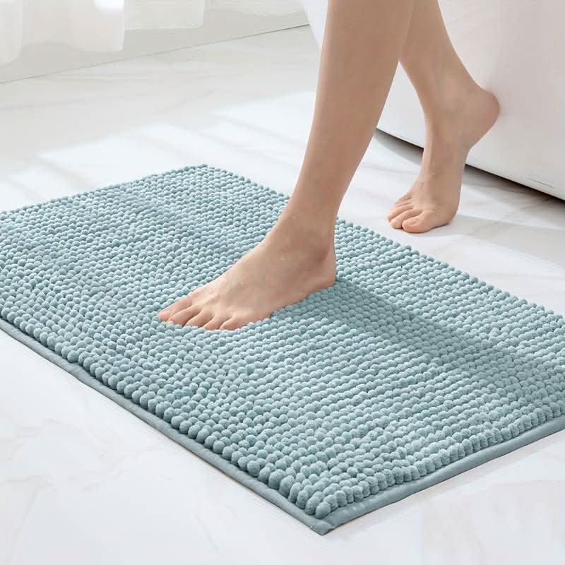 Versatile chenille bath rug, a soft, absorbent, and non-slip floor mat perfect for any bathroom setting. Home decor.