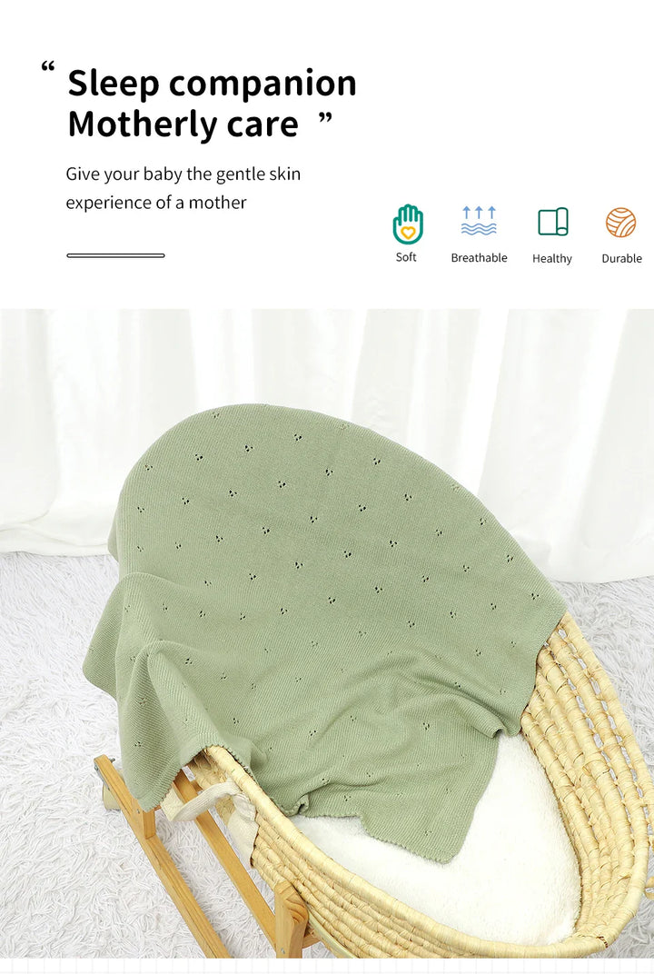 Velvety soft cotton baby blanket, luxurious comfort for infants. Perfect for crib or stroller.