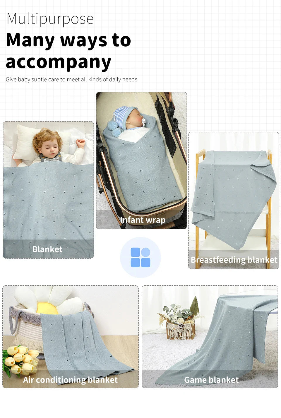 Cozy cotton baby blanket, all-season essential for newborns. Soft, breathable, and versatile.