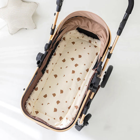 Soft cotton baby stroller seat cushion for infant comfort and travel