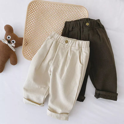 Soft cotton elastic waist pants for toddlers, perfect for all seasons